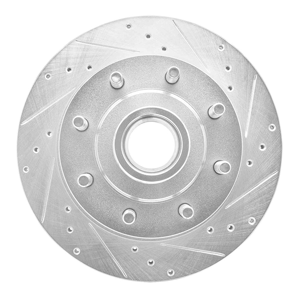 R1 95-07 Ford E-250 Econoline Front Right Drilled & Slotted Silver Brake Rotor