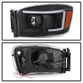 0608 DODGE RAM 1500/0609 RAM 2500/3500 PROJECTOR HEADLIGHTS LIGHT BAR DRL BLAC