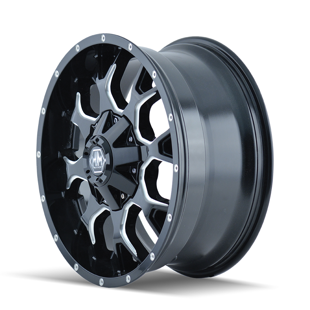 ~(38 lbs. 20X20X10)~ WARRIOR (8015) BLACK/MILLED SPOKES 18X9 5-150/5-139.7 -12MM 110MM