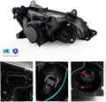 0817 KENWORTH T660 HALOGEN PROJECTOR HEADLIGHTS W/ LED STRIP BLACK