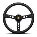 Momo Prototipo Steering Wheel 370 mm - Black Leather/White Stitch/Brushed Black Ano Spokes