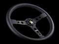 Momo Prototipo Steering Wheel 370 mm - Black Leather/White Stitch/Brushed Black Ano Spokes