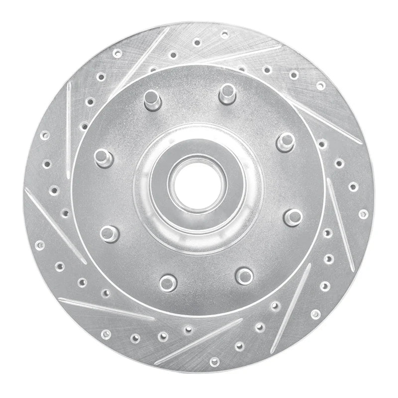 R1 94-97 Dodge B200 / B200 Van / B250 Front Left Drilled & Slotted Silver Brake Rotor