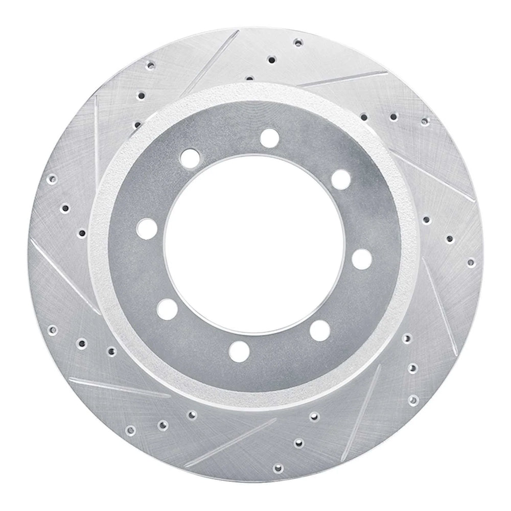 R1 11-22 Ford F-450 Super Duty Rear Left Drilled & Slotted Silver Brake Rotor