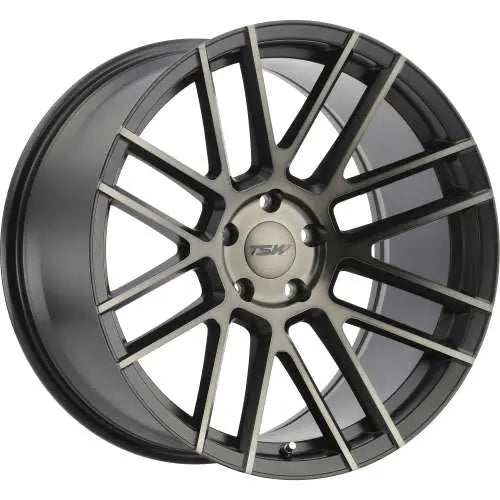 ~(30 lbs. 21X21X10)~ TSW MOSPORT 19x8.5 5/114.3 ET20 CB76.1 MATTE BLACK W/MACHINE FACE AND DARK TINT