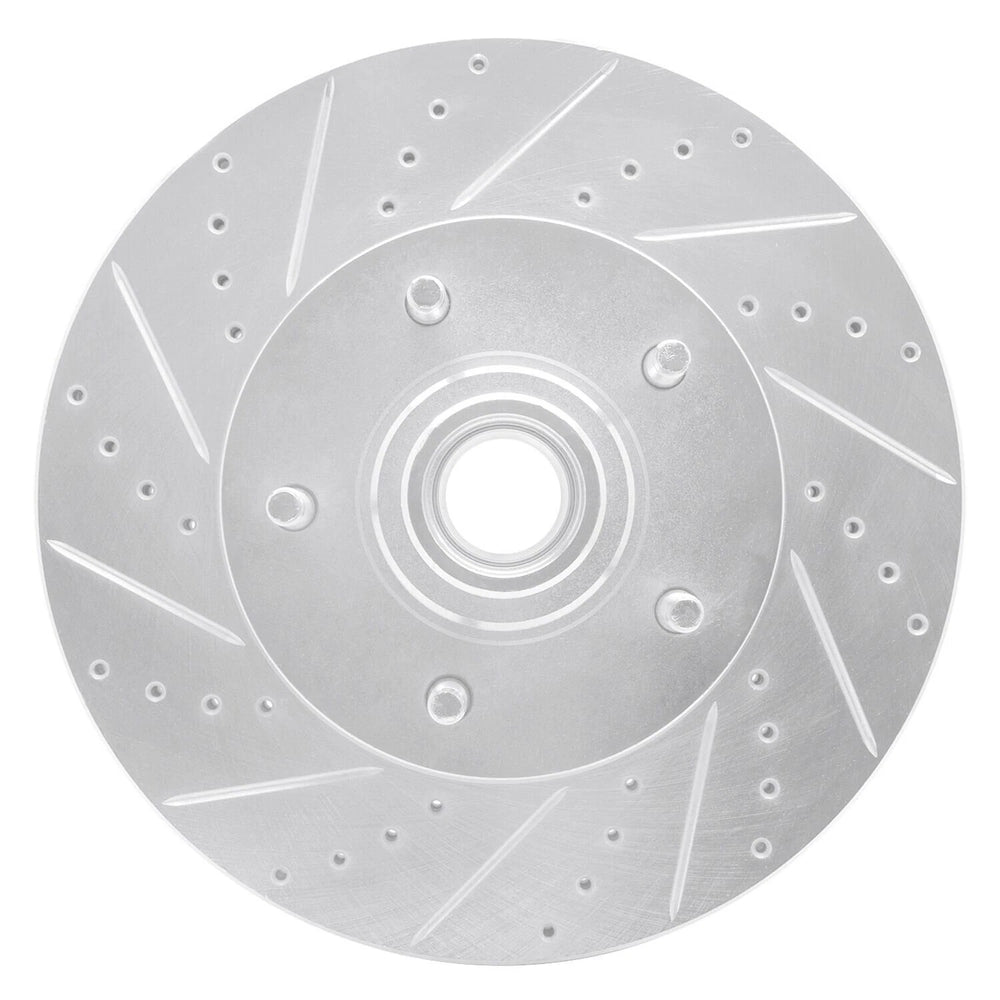 R1 Concepts Brake Rotor Drilled and Slotted Silver Fits Ford E-150