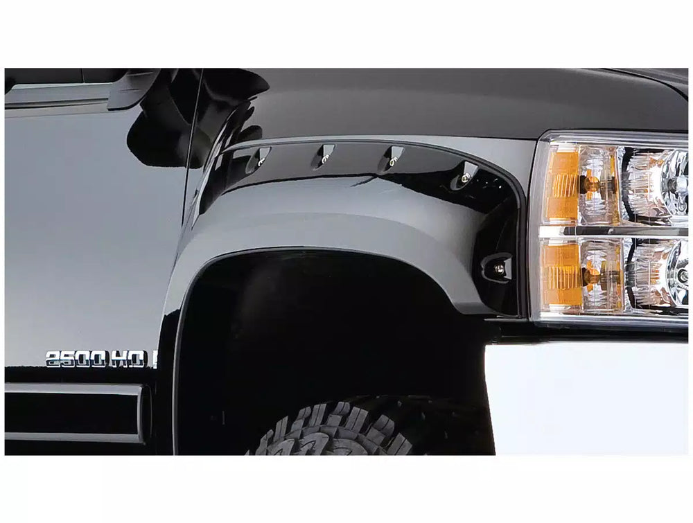 Black Cutout Style Smooth Finish Front Fender Flares For 2007-2013 Silverado 1500 2007-2014 Silverado 2500 Hd/3500 Hd Bushwacker