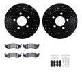 R1 Concepts Black Drilled Slotted Rotors with 5000 Oep Brake Pads Hdw Fits Jeep Cherokee