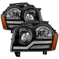 0507 GRAND CHEROKEE HEADLIGHTS WITH LED LIGHT BAR BLACK