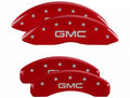 SET OF 4 CALIPER COVERS ENGRAVED FRONT/REAR GMC SILVER CHARACTERS RED POWDER C