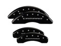 Set Of 4 Caliper Covers Engraved Front And Rear Gen 5 6 Camaro Black Finish Silver Characters 2012-2015 Chevrolet Camaro MGP Caliper Covers