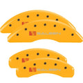 SET OF 4 CALIPER COVERS ENGRAVED FRONT/REAR SALEEN BLACK CHARACTERS YELLOW POW