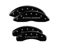 Set Of 4 Caliper Covers Engraved Front And Rear Explorer Black Finish Silver Characters 2016-2017 Ford Explorer MGP Caliper Covers