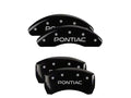 Set Of 4 Caliper Covers Engraved Front And Rear Pontiac Black Finish Silver Characters 2005-2010 Pontiac G6 MGP Caliper Covers