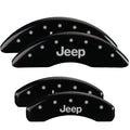 Set Of 4 Caliper Covers Engraved Front And Rear Jeep Black Finish Silver Characters 2021-2024 Jeep Grand Cherokee 18 inches