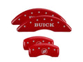 Set Of 4 Caliper Covers Engraved Front Buick Engraved Rear Buick Shield Red Finish Silver Characters 2008-2017 Buick Enclave MGP Caliper Covers