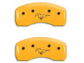 Set Of 4 Caliper Covers Engraved Front Mustang Engraved Rear Pony Yellow Finish Black Characters 1997-1998 Ford Mustang MGP Caliper Covers
