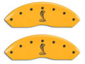Set Of 4 Caliper Covers Engraved Front And Rear Tiffany Snake Yellow Finish Black Characters 1997-2004 Ford Mustang MGP Caliper Covers