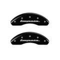 Set Of 4 Caliper Covers Engraved Front And Rear Impala Black Finish Silver Characters 2000-2005 Chevrolet Impala MGP Caliper Covers