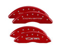 Set Of 4 Caliper Covers Engraved Front C6 Corvette Engraved Rear C6 Z06 Red Finish Silver Characters 2006-2013 Chevrolet Corvette MGP Caliper Covers