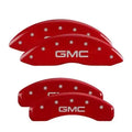 Set Of 4 Caliper Covers Engraved Front And Rear GMC Red Finish Silver Characters 1999-2011 GMC Sierra MGP Caliper Covers