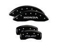Set Of 4 Caliper Covers Engraved Front Honda Engraved Rear Pilot 2016 Black Finish Silver Characters 2009-2023 Honda Pilot MGP Caliper Covers