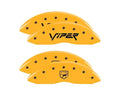 Set Of 4 Caliper Covers Engraved Front Gen 2 Viper Engraved Rear Gen 2 Snake Yellow Finish Black Characters 2001-2002 Dodge Viper MGP Caliper Covers