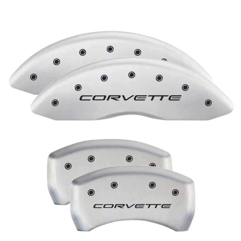 MGP 4 Caliper Covers Engraved Front and Rear C6 Corvette Powder Coat Finish, Black Characters