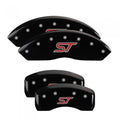 SET OF 4 CALIPER COVERS ENGRAVED FRONT/REAR ST SILVER CHARACTERS BLACK POWDER