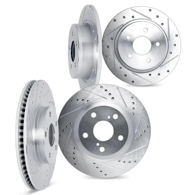 DFC 98-15 Volkswagen Jetta/Golf/Beetle/Golf City Front & Rear Drilled & Slotted Silver Rotors