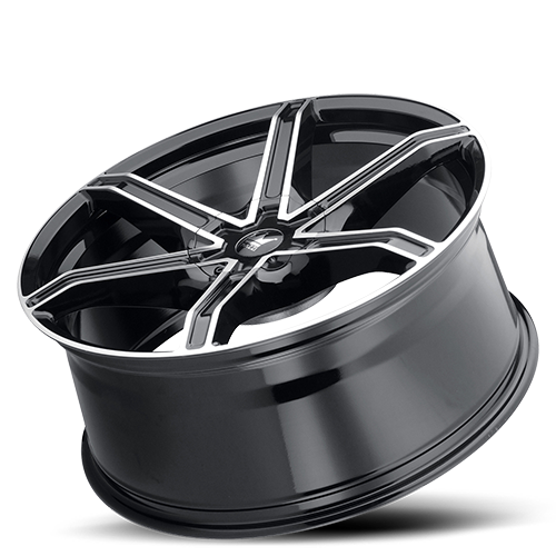 ~(38 lbs. 22X22X10)~ STILTS (371) BLACK/MACHINED FACE 20X8.5 5-115/5-120 18mm 74.1mm