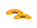 Set Of 4 Caliper Covers Engraved Front And Rear Jeep Yellow Finish Black Characters 2005-2010 Jeep Grand Cherokee MGP Caliper Covers