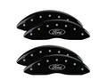 Set Of 4 Caliper Covers Engraved Front And Rear Oval Logo Ford Black Finish Silver Characters 2008-2012 Ford F-250 MGP Caliper Covers