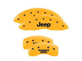 SET OF 4 CALIPER COVERS ENGRAVED FRONT JEEP/REAR JEEP GRILL BLACK CHARCTRS YEL