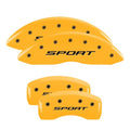 SET OF 4 CALIPER COVERS ENGRAVED FRONT/REAR SPORT (2015) BLACK CHARCTRS YELLOW