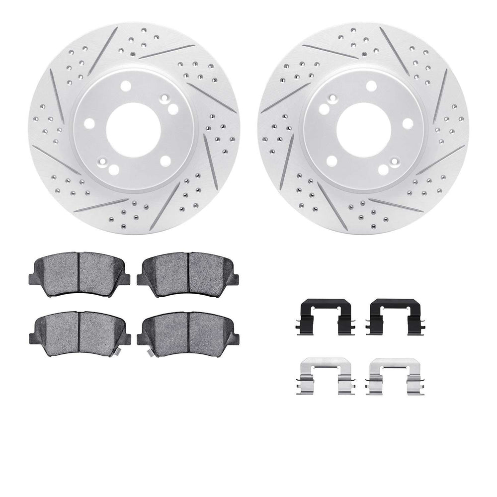 DFC 12-16 Hyundai Elantra GT Front Drill/Slot Geoperf Rotors 5000 Advanced Brake Pads w/Hardware