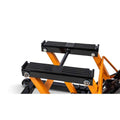 ATV & MOTORCYCLE FLOOR JACK 1500 LB MOLTEN ORANGE & BLACK