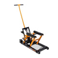 ATV & MOTORCYCLE FLOOR JACK 1500 LB MOLTEN ORANGE & BLACK
