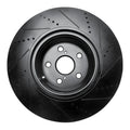 R1 10-17 Lexus LS460 Right Front Drilled & Slotted Black Brake Rotor