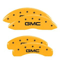 Set Of 4 Caliper Covers Engraved Front And Rear GMC Yellow Finish Black Characters 1999-2011 GMC Sierra MGP Caliper Covers