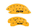 Set Of 4 Caliper Covers Engraved Front And Rear Silverado Style Ss Yellow Finish Black Characters 2000-2008 Chevrolet Silverado MGP Caliper Covers