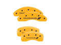 Set Of 4 Caliper Covers Engraved Front And Rear With Stripes Dodge Yellow Finish Black Characters 2008-2013 Dodge Grand MGP Caliper Covers