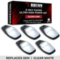 Dodge 19-23 RAM Heavy-Duty 2500 3500 (5-Piece Set) Clear Cab Roof Light Lens with 2-Way Forward Rear Facing White ULTRA High-Power LEDs - ATTN: (Plug-N-Play Replacement for OEM Factory Installed Cab Roof Lights)