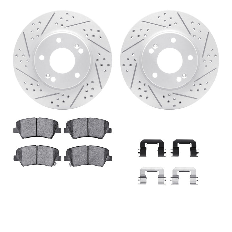 R1 12-16 Hyundai Elantra GT Front Drill/Slot Carbon Coated Rotor Set w/Optimum Pads