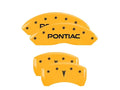 Set Of 4 Caliper Covers Engraved Front Pontiac Engraved Rear Arrow Yellow Finish Black Characters 2006-2009 Pontiac Solstice MGP Caliper Covers