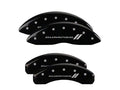 Set Of 4 Caliper Covers Engraved Front And Rear With Stripes Durango Black Finish Silver Characters 2002-2006 Dodge Ram MGP Caliper Covers
