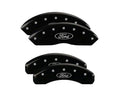 SET OF 4 CALIPER COVERS ENGRAVED FRONT/REAR FORD OVAL LOGO SILVER CHARCTRS BLA