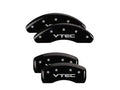 Set Of 4 Caliper Covers Engraved Front And Rear Vtech Black Finish Silver Characters 2002-2003 Honda Civic MGP Caliper Covers
