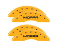 SET OF 4 CALIPER COVERS ENGRAVED FRONT/REAR MOPAR BLACK CHARACTERS YELLOW POWD