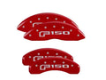 Set Of 4 Caliper Covers Engraved Front And Rear F-150 (2015) Red Finish Silver Characters 2021-2025 Ford Expedition MGP Caliper Covers